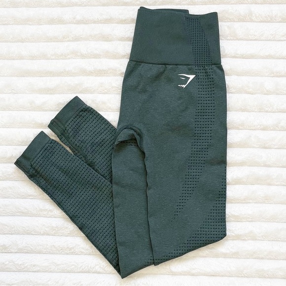 GYMSHARK Seamless Leggings High Waisted Butt Lifting Green Size XS - Picture 2 of 11